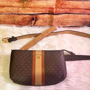 Michael Kors Men's Brown and Tan Belt Bag